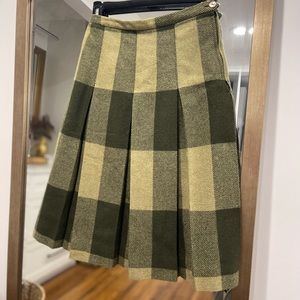 Vintage Garland Plaid Pleated Green Skirt